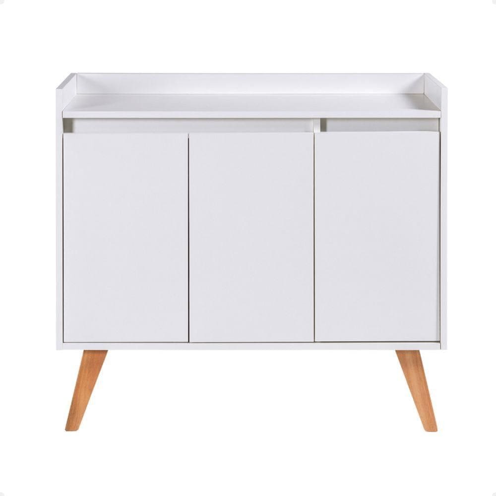 Aparador Buffet 90cm Retro Mdf Branco Madri - On Móveis