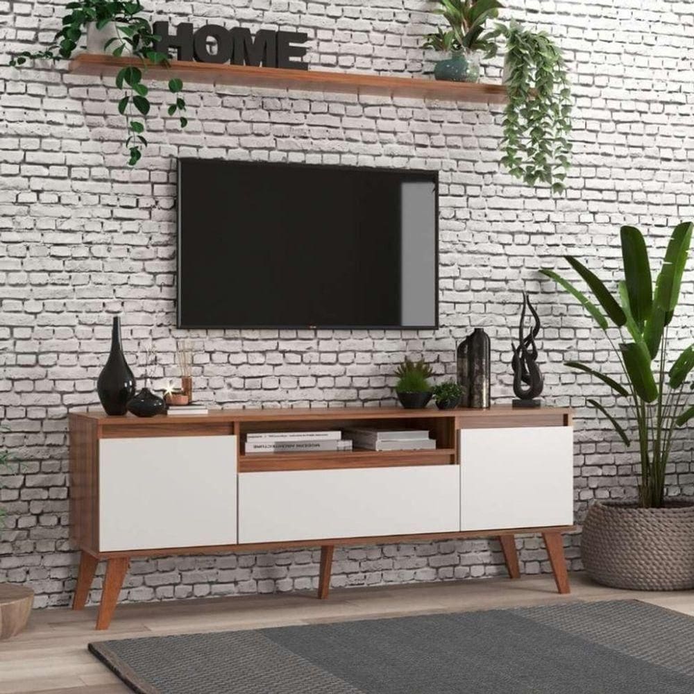 Rack Para Tv Com Prateleira 150cm Retro Mdf Freijo Dallas - On Móveis