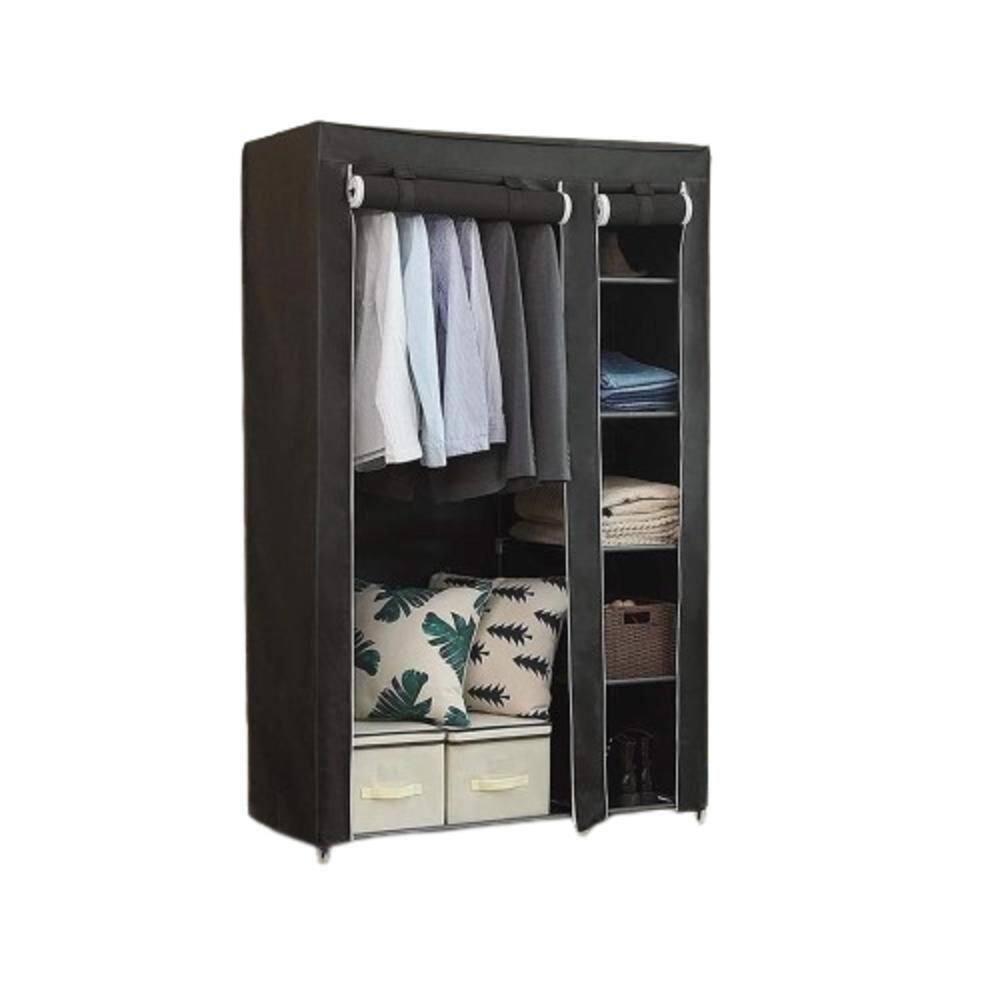 Guarda Roupa Portatil Duplo 4 Prateleiras Sapateira Cabideiro Compacto Arara Organizador Praia