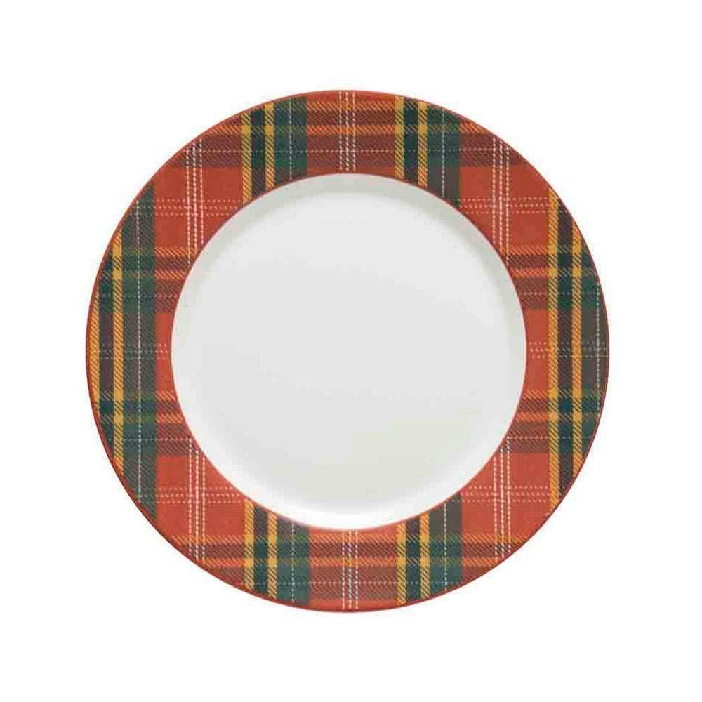 Prato Raso Copa E Cia Aquarelle Natal Em Cerâmica Xadrez