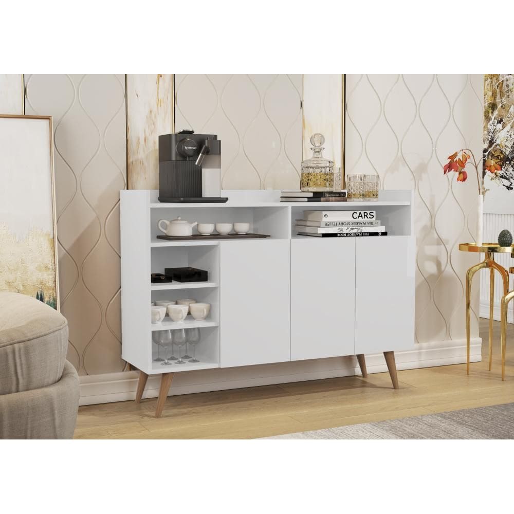 Buffet Aparador 3 Portas Nichos Retro Celta Giga Branco