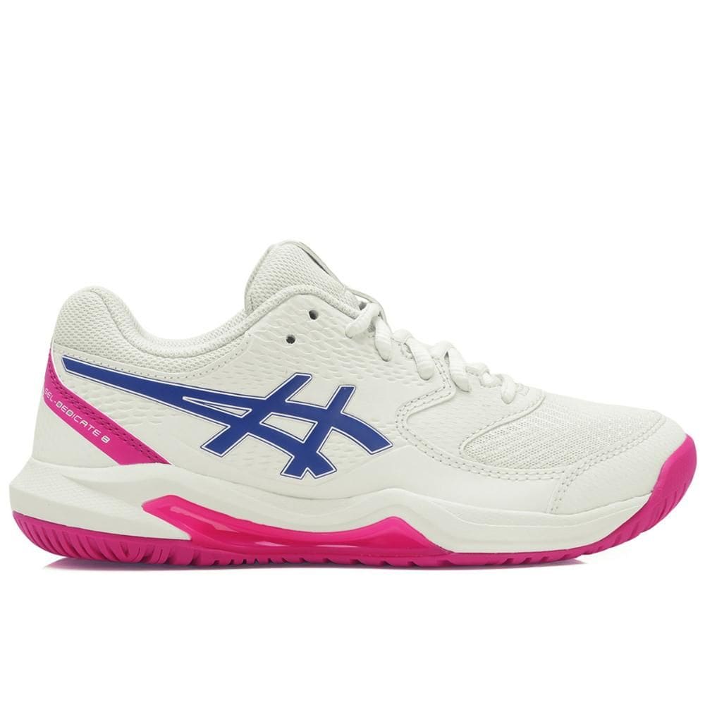 Tênis Asics Gel Dedicate 8 - All Court - Creme Azul e Rosa