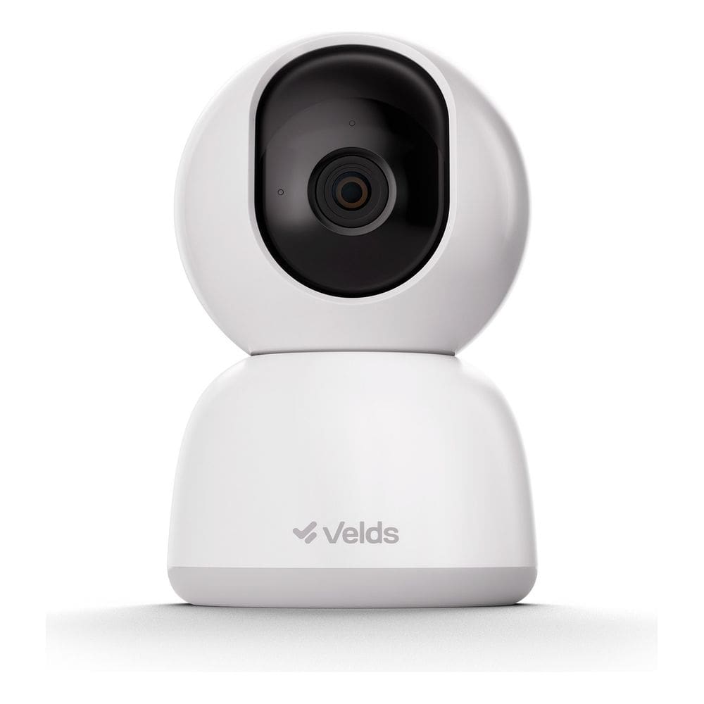 Câmera De Segurança Inteligente 360° Velds, Wifi Full Hd C/ Visão Noturna E Rastreamento De Movimento, Branco