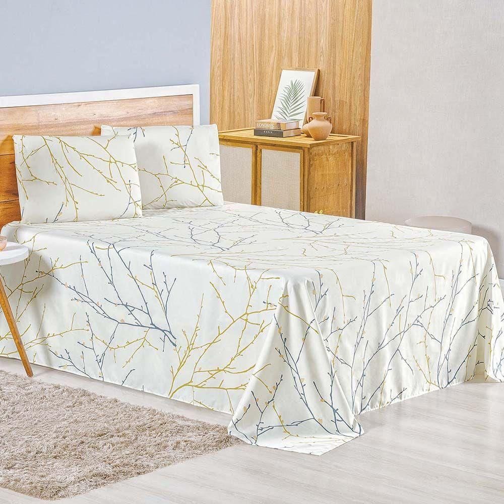 Jogo De Lençol Lidian Queen 3 Peças Hiperpercal Estampado 180 Fios - Gallys - 100% Poliéster