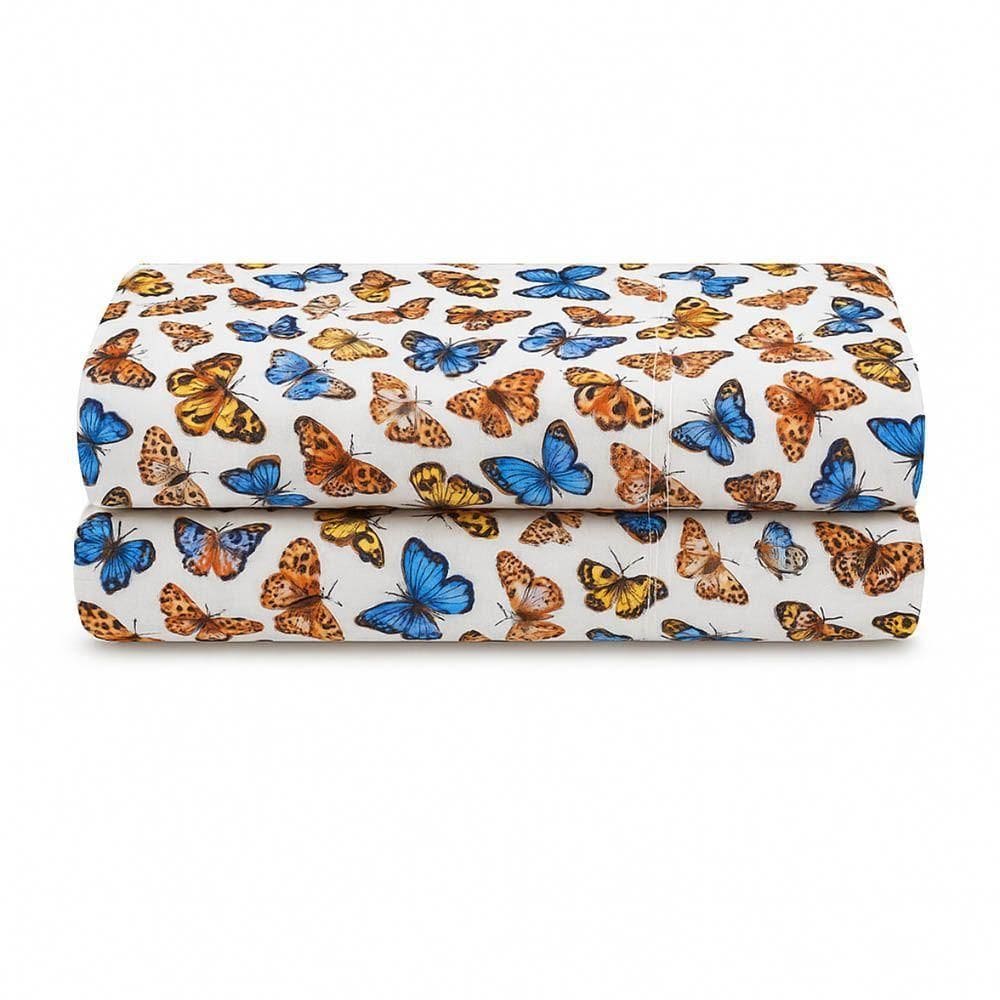 Lençol De Cima Avulso Luar Estampado King 01 Peça Malha 100% Algodão - Borboleta