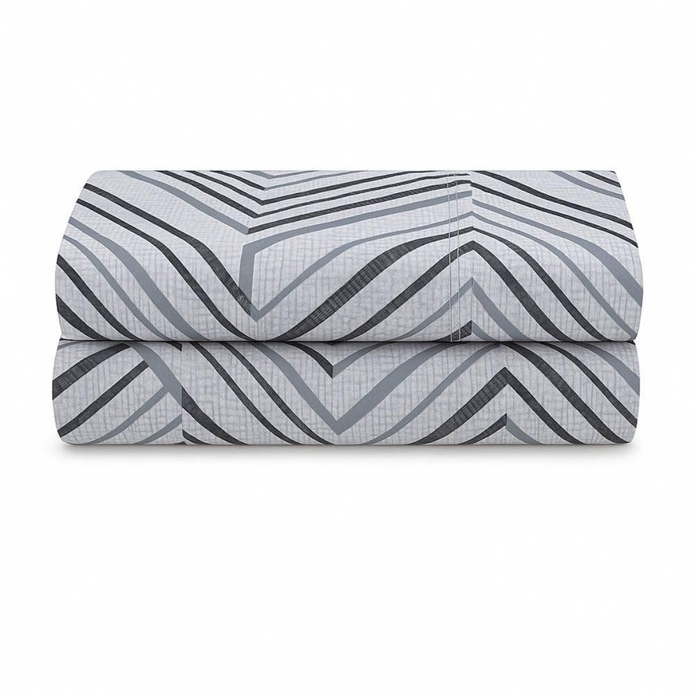 Lençol De Cima Avulso Luar Estampado Queen 01 Peça Malha 100% Algodão - Cinza Geométrico