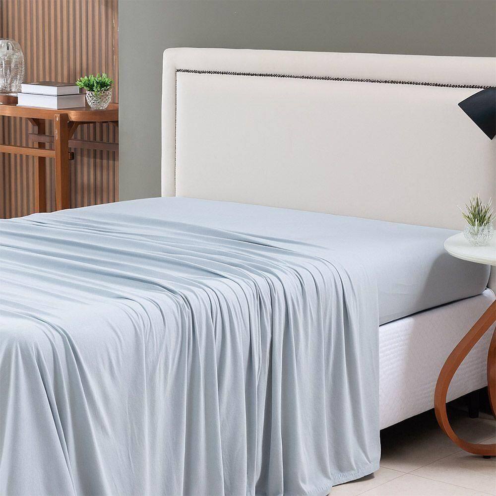 Lençol De Cima Avulso Minimal Liso King 01 Peça Malha 100% Algodão - Cinza