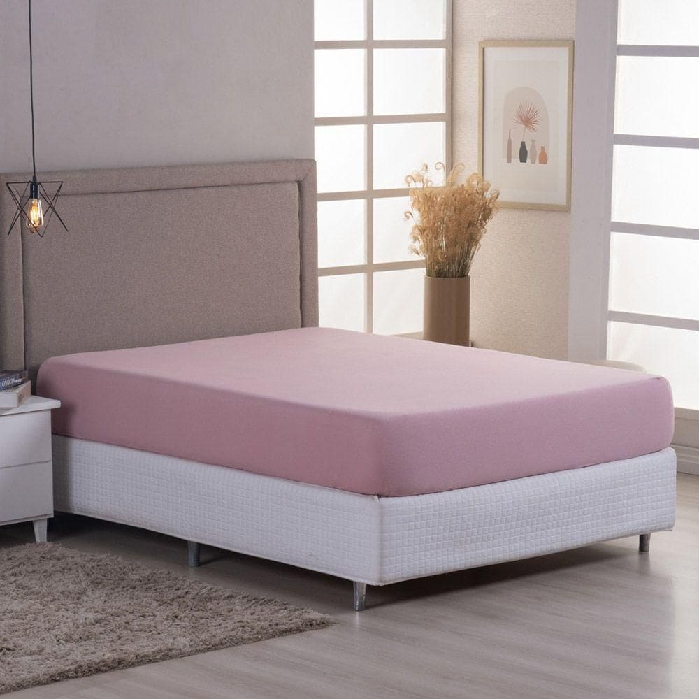 Lençol De Baixo Minimal Casal Avulso Com Elástico 01 Peça Malha 100% Algodão - Rose