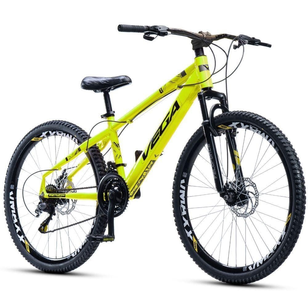 Bicicleta Tipo Vikingx Vega Psico Aro 26 21 Vel Freio Disco Amarelo Neon