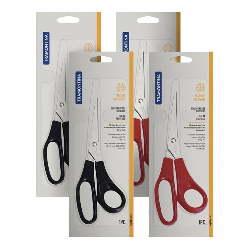 Tesoura Tramontina Supercort Uso Geral 7P - 2 Pretas e 2 Vermelhas