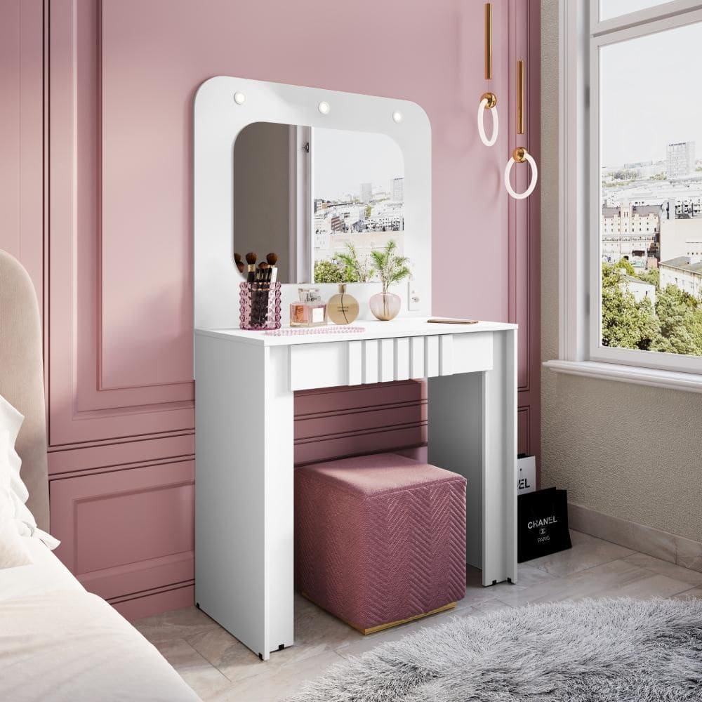 Penteadeira Camarim Rouge com Espelho e LED Gaveta Maquiagem