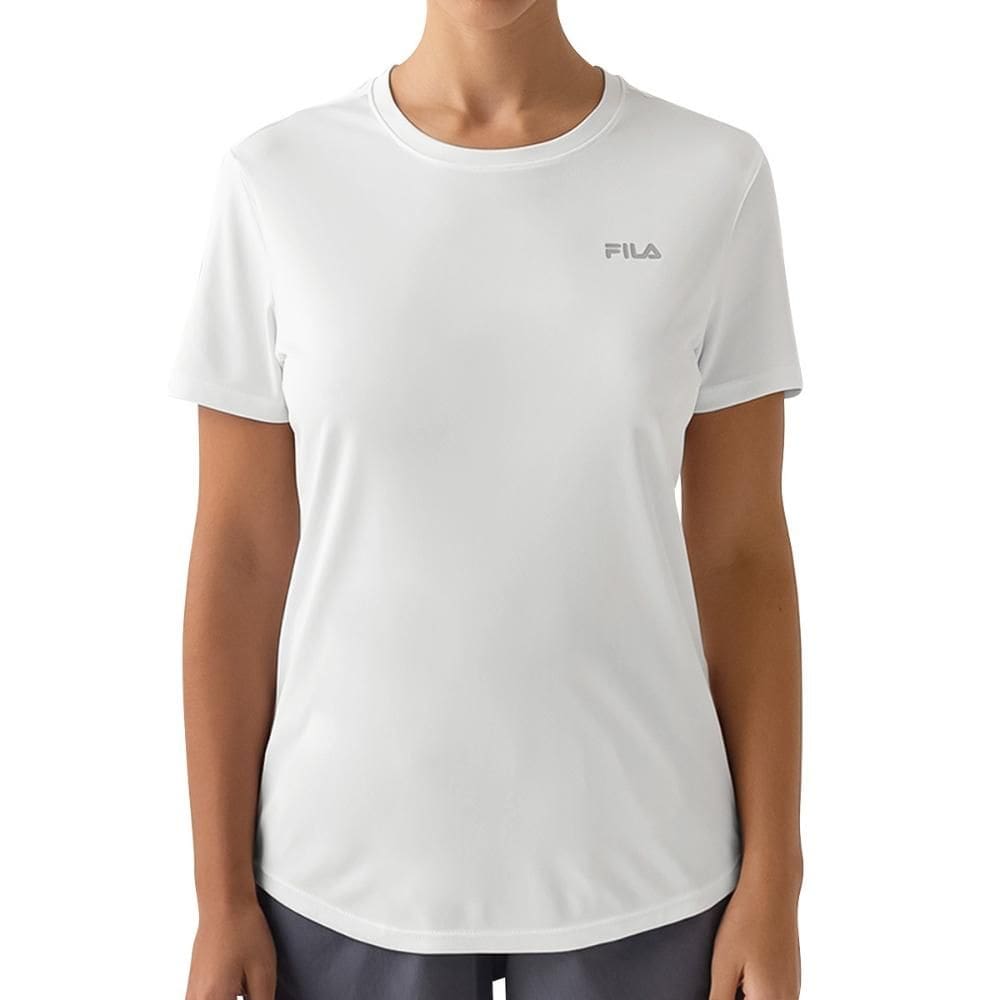 Camiseta Fila Basic Sports 3 Branco e Prata