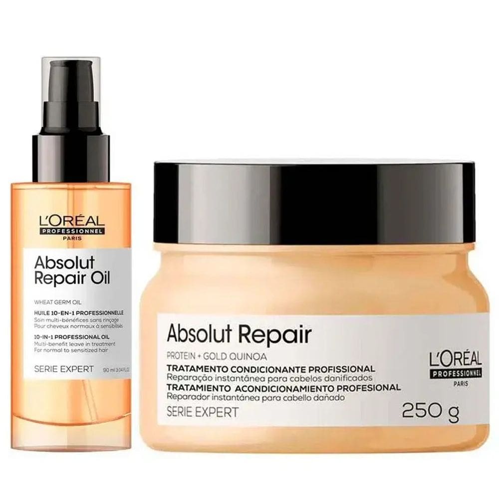Kit Absolut Repair L`Oréal Professionnel Máscara 250g + Óleo Multibeneficios 10 em 1 90ml