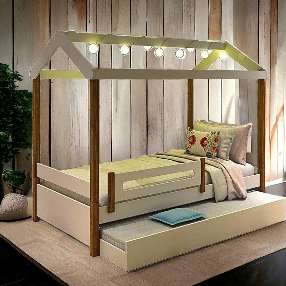 Cama Casa Elisa Branca com LED e Aux,