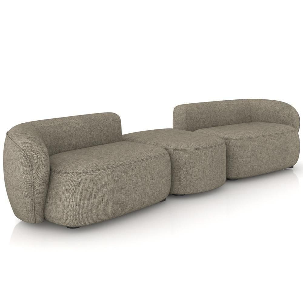 Sofá 3 Lugares Para Sala Living Orgânico Com Puff 302cm Luft P08 Linho Castanho - Lyam Decor