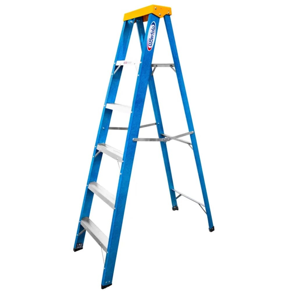 Escada de Fibra e Alumínio Tesoura Simples Premium 1,80m 6 Degraus 120kg W.Bertolo