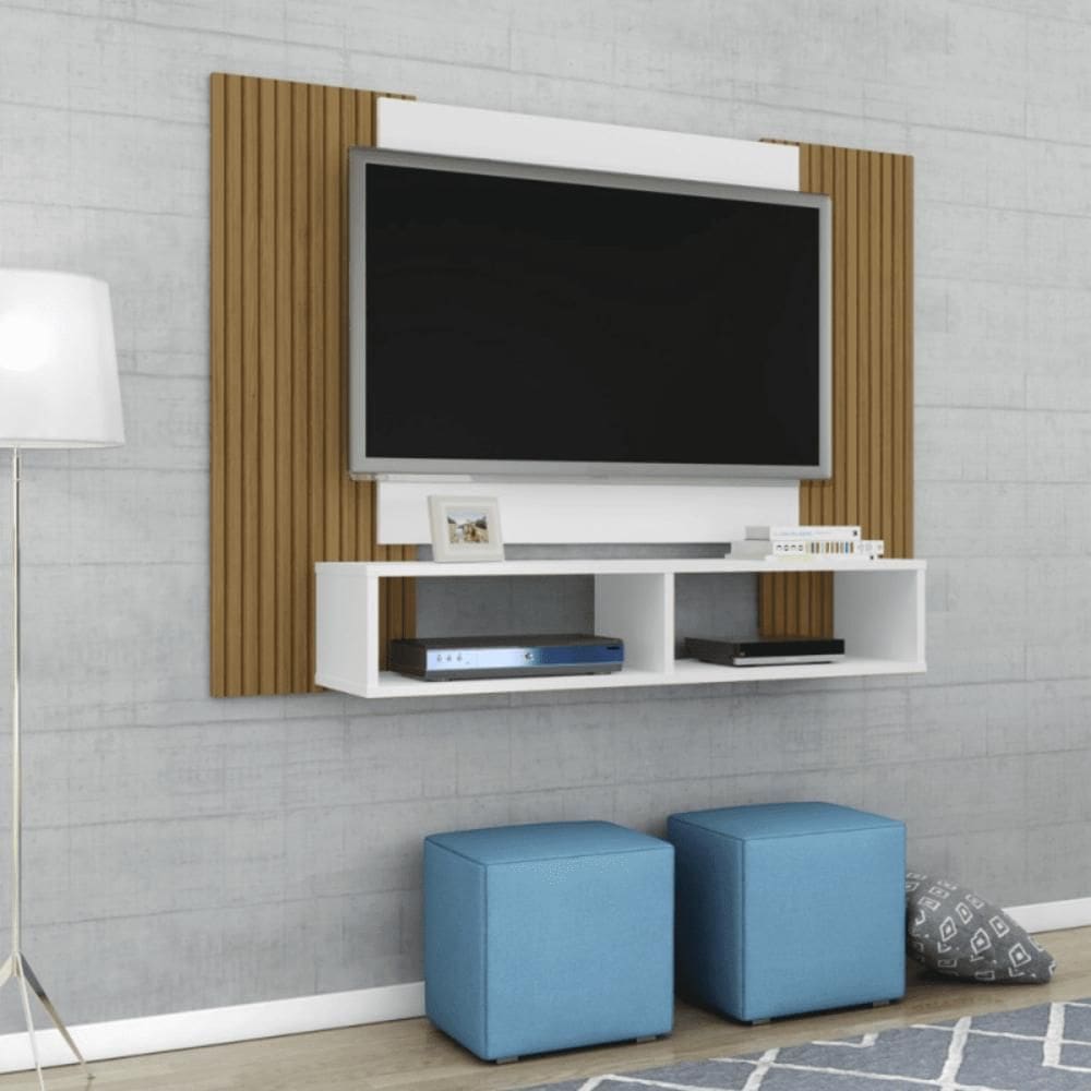 Painel Navi Bechara TV 47 2075567 Sala Branco/Ripado - Ofertamo
