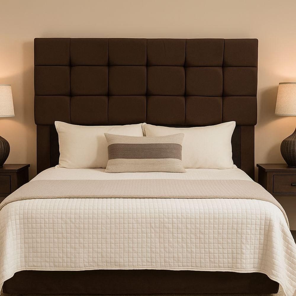 Cabeceira King 195 Cm Estofada Naiara Em Suede Com Frame Marrom