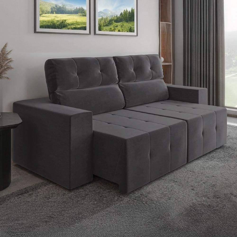 Sofá Retrátil E Reclinável 2m 3 Lugares Fênix Veludo Mamflex