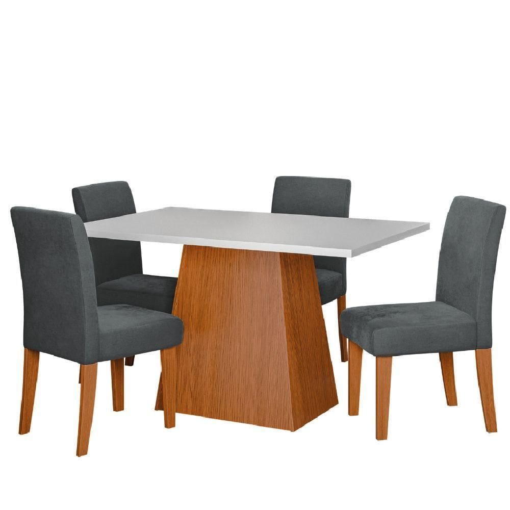 Conjunto Sala De Jantar Mesa  Trento 4 Cadeiras Trieste