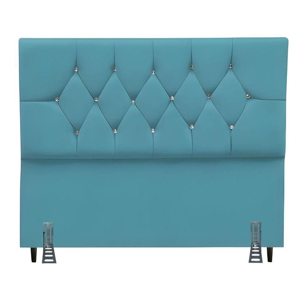 Cabeceira Para Cama Box King 195 Cm Celina Com Frame Suede Azul Turquesa