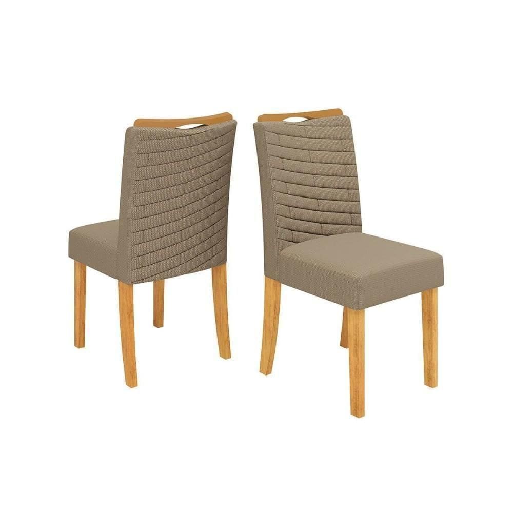 Cadeira Sala De Jantar Julia Cedro/linho Bege - Dj Móveis