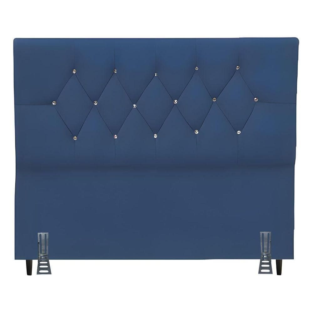 Cabeceira Para Cama Box King 195 Cm Brenda Com Frame Suede Azul Marinho