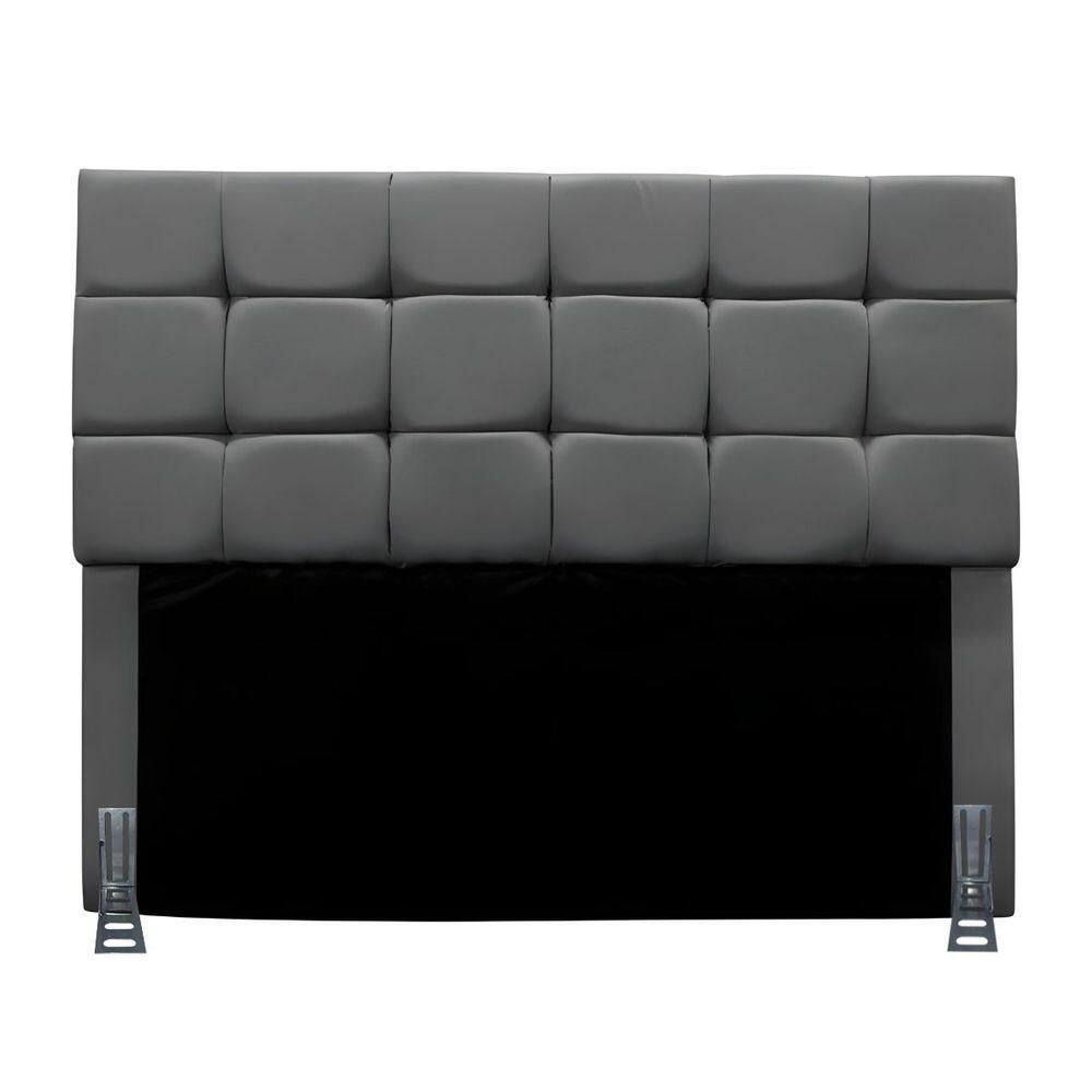 Cabeceira Casal 140 Cm Estofada Talita Em Suede Com Frame Cinza