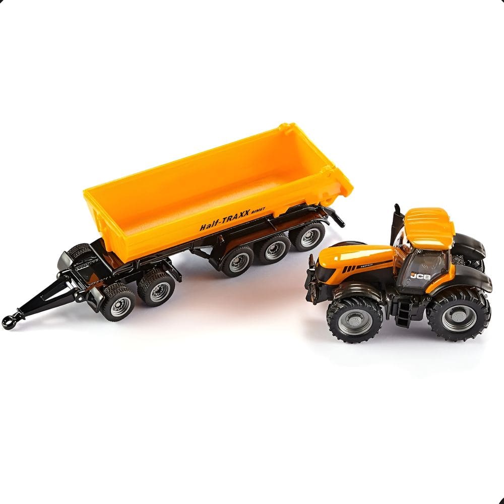 Miniatura Trator JCB Com Reboque Basculante Siku 1/87