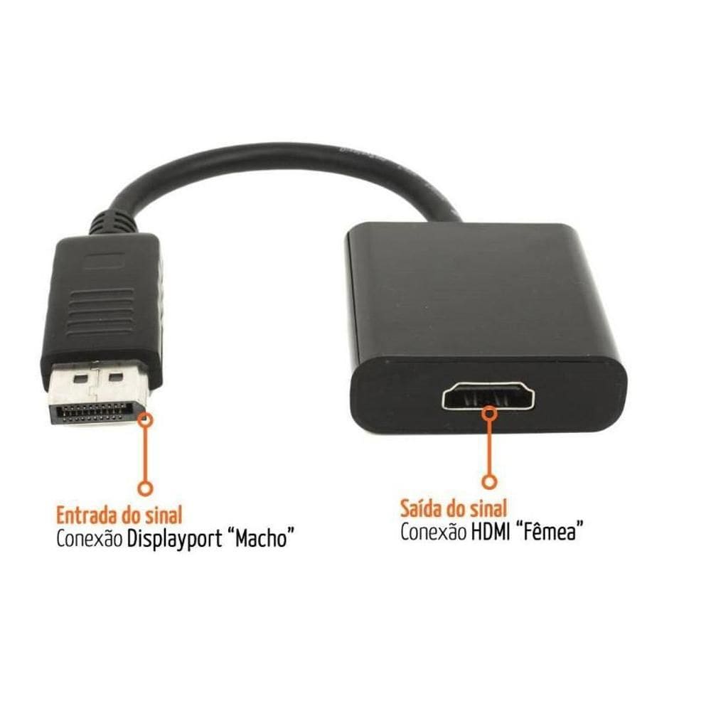 Adaptador DisplayPort Para Hdmi Femea