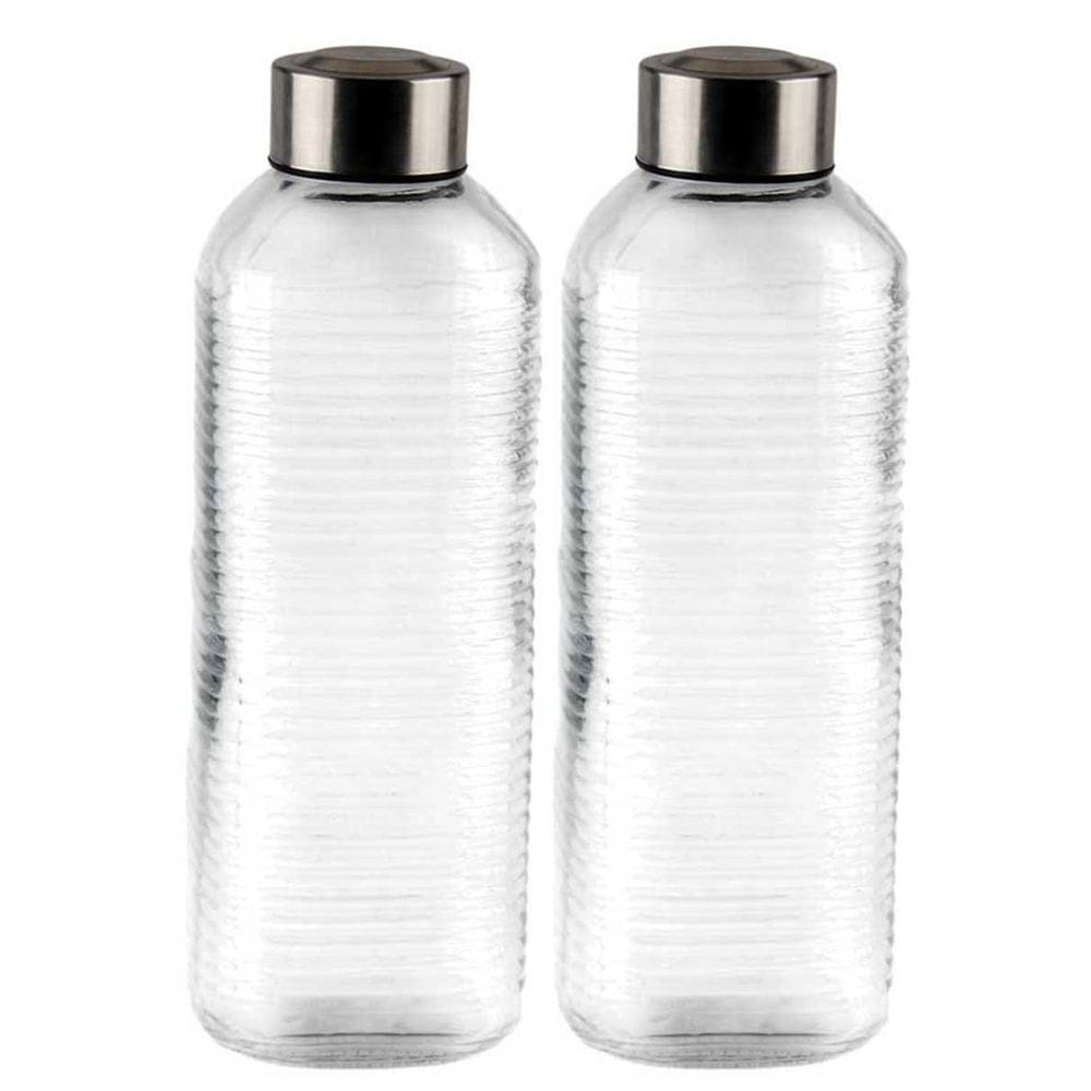 Garrafa De Vidro Canelado 1000ml Para Agua Suco Cha 2 peças - Gaia Glass