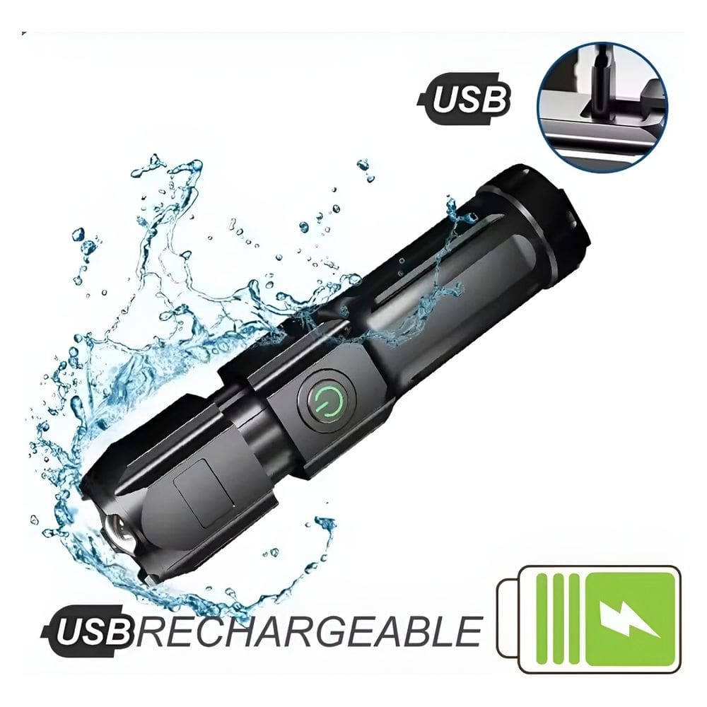 Mini Lanterna Tátic Retrátil LED 800 lm Recarregáv Zoom USB