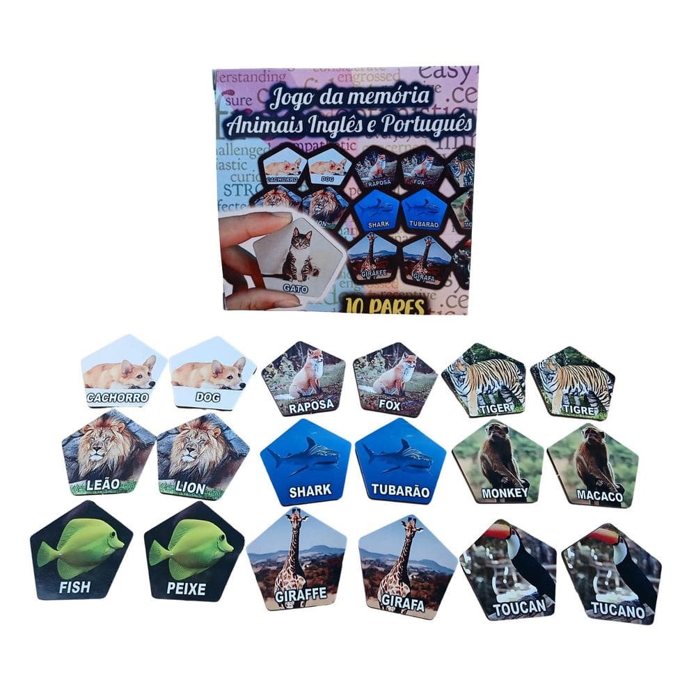 Jogo da Memória Associando o Nome dos Animais 10 Pares