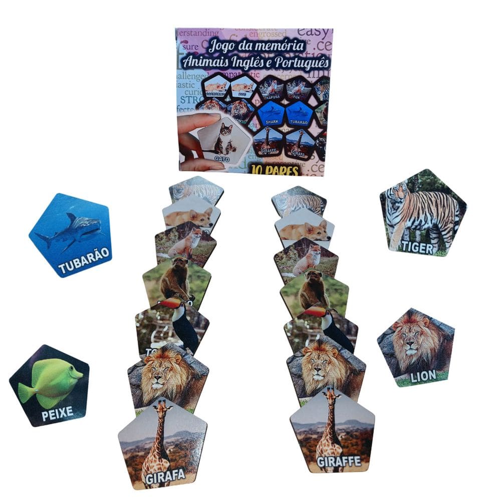 Jogo Aprendendo o Nome dos Animais em Inglês 10 Pares