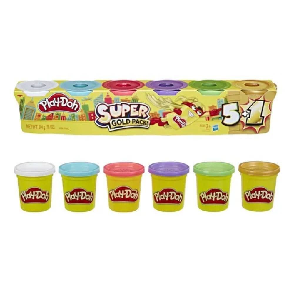 Massinha Play Doh Super Silver Gold Pack Com 6 - Hasbro