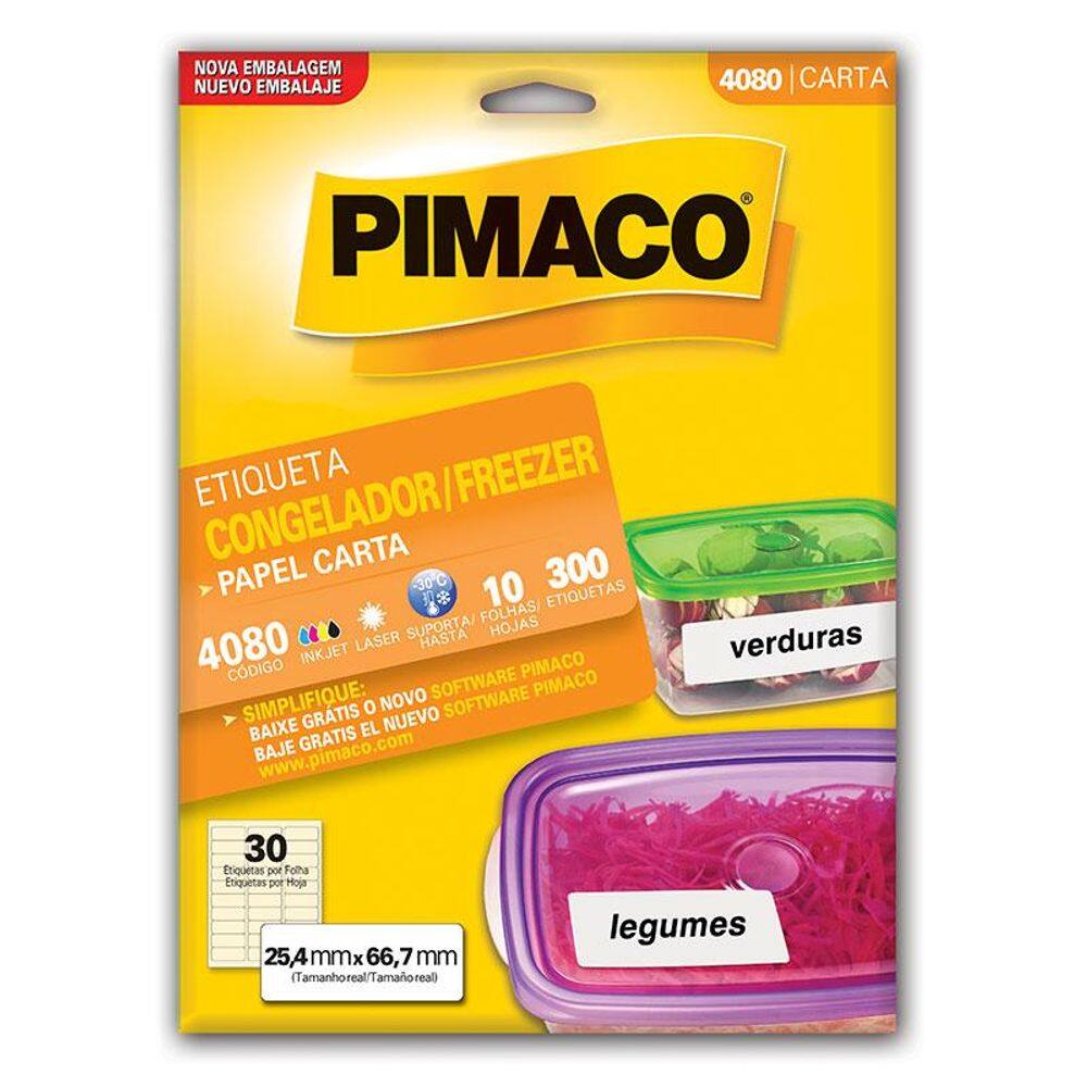 Etiqueta inkjet/laser congelador e Freezer 4080 10fls Pimaco