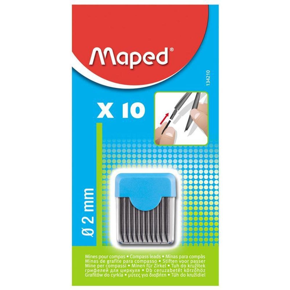 Grafite p/ compasso 134210 c/ 10 unidades Maped