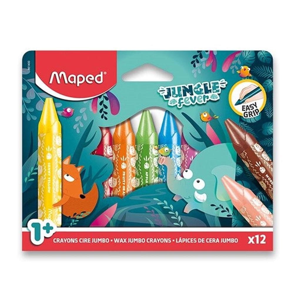 Giz de cera Jumbo Jungle Fever 12 cores 861400 - Maped