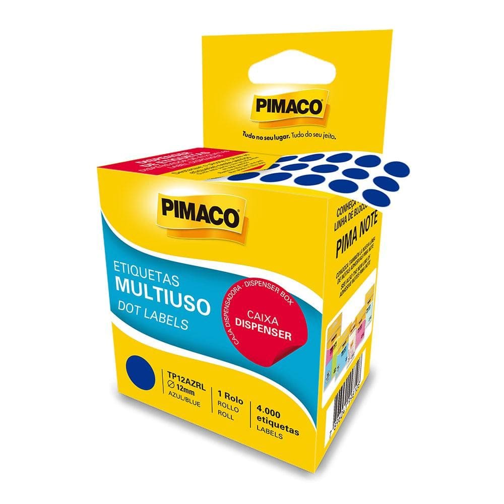 Etiqueta adesiva rolo com 4000 etiquetas Azul - Pimaco