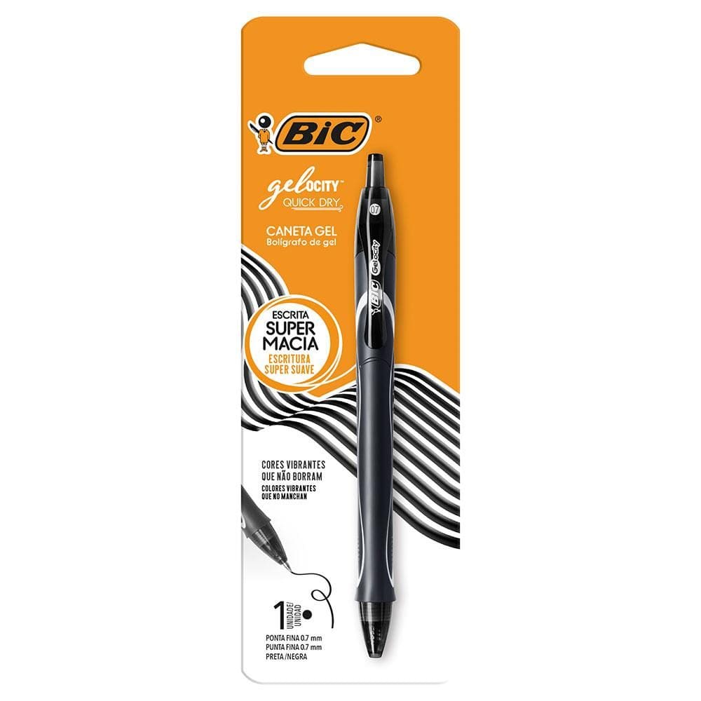 Caneta gel Gelocity Quick Dry 0.7mm Preta - Bic