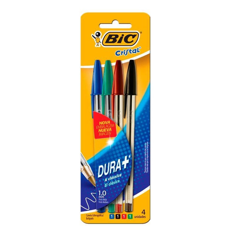 Caneta esferográfica Cristal az/verm/pr/ver 4und 878710 Bic