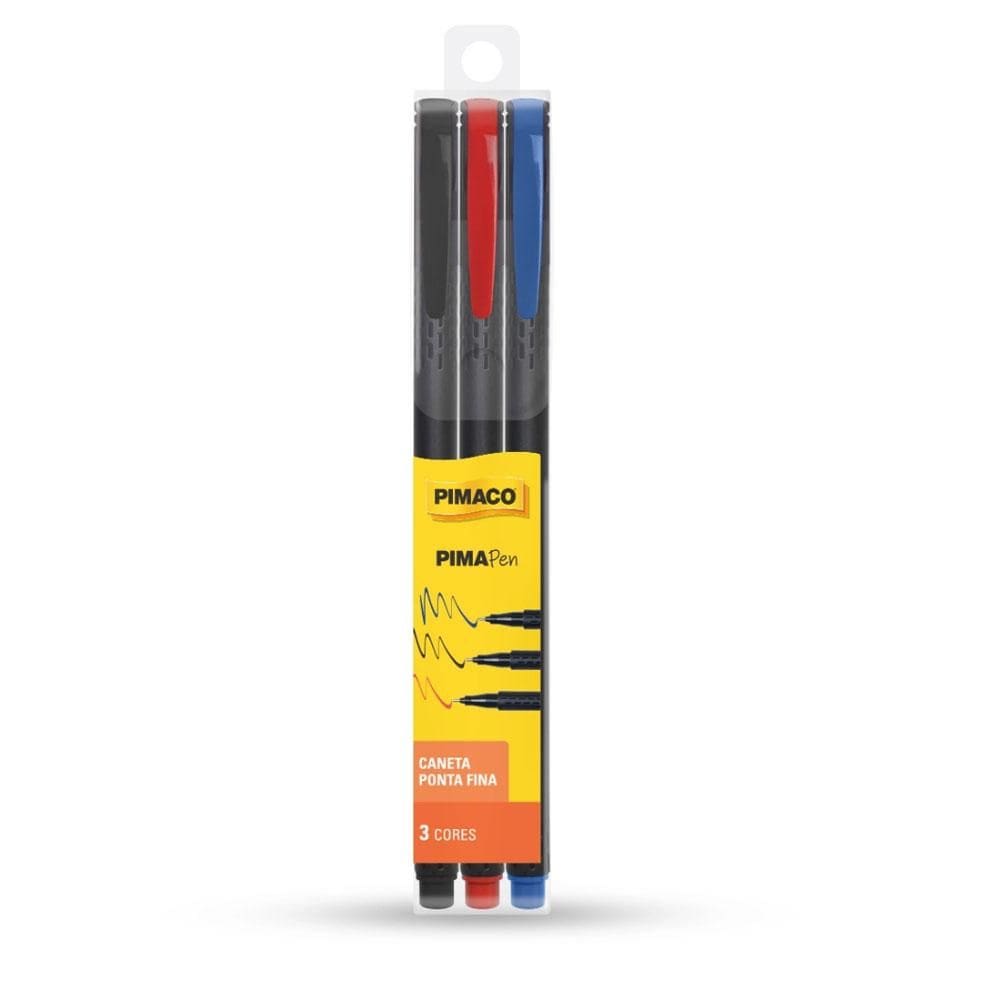 Caneta hidrográfica Pima Pen Office 3 cores - Pimaco