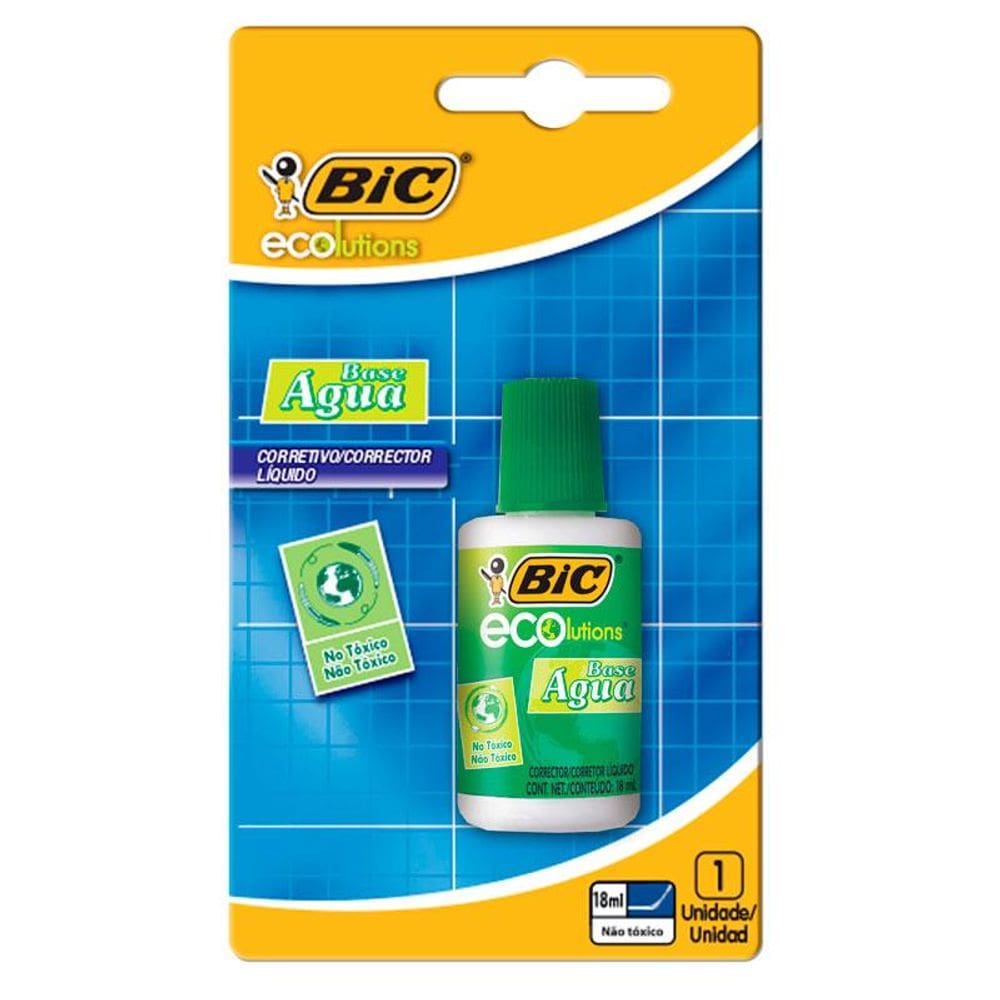Corretivo líquido Ecolutions base d’água 18ml Blist 1und - Bic