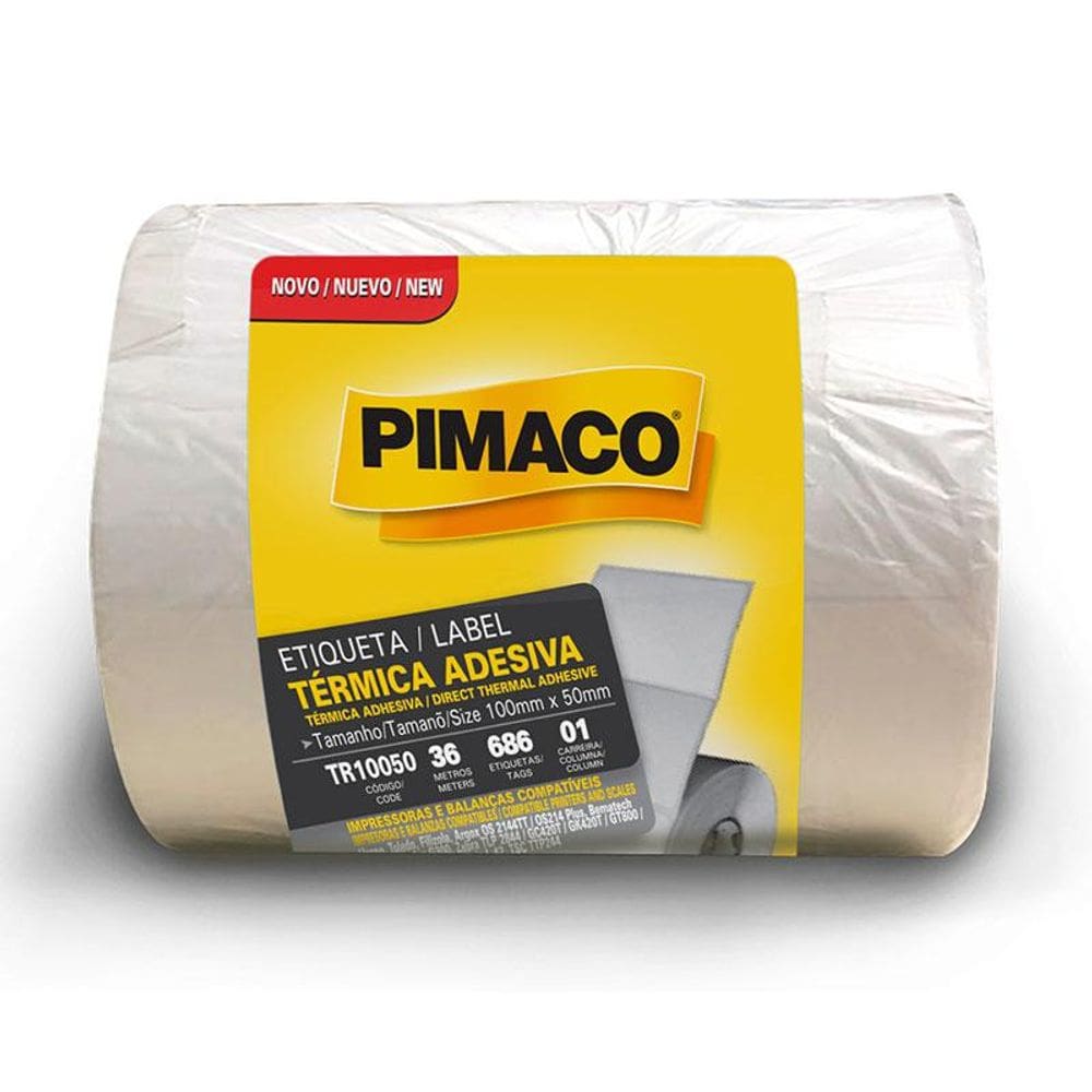 Etiqueta adesiva térmica TR10050 com 686 etiquetas Pimaco
