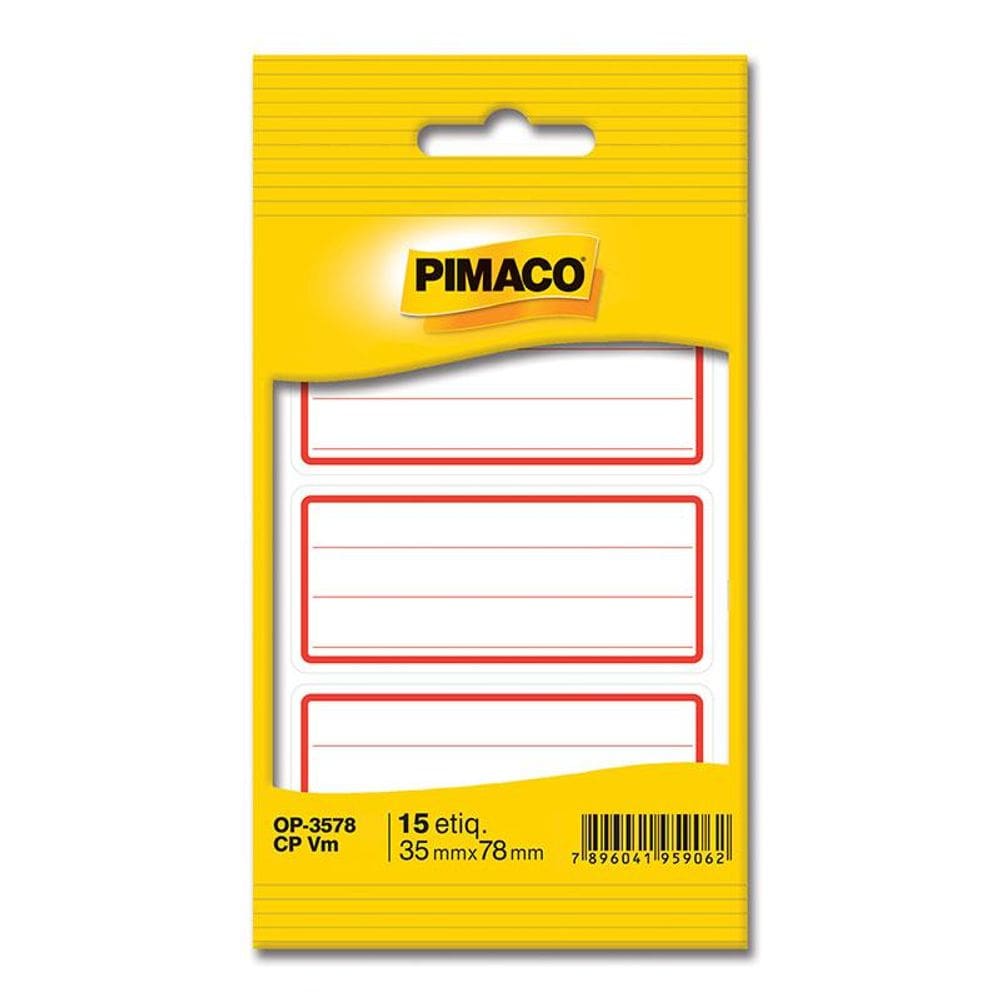 Etiqueta escolar pauta e tarja vermelha OP3578 Pimaco