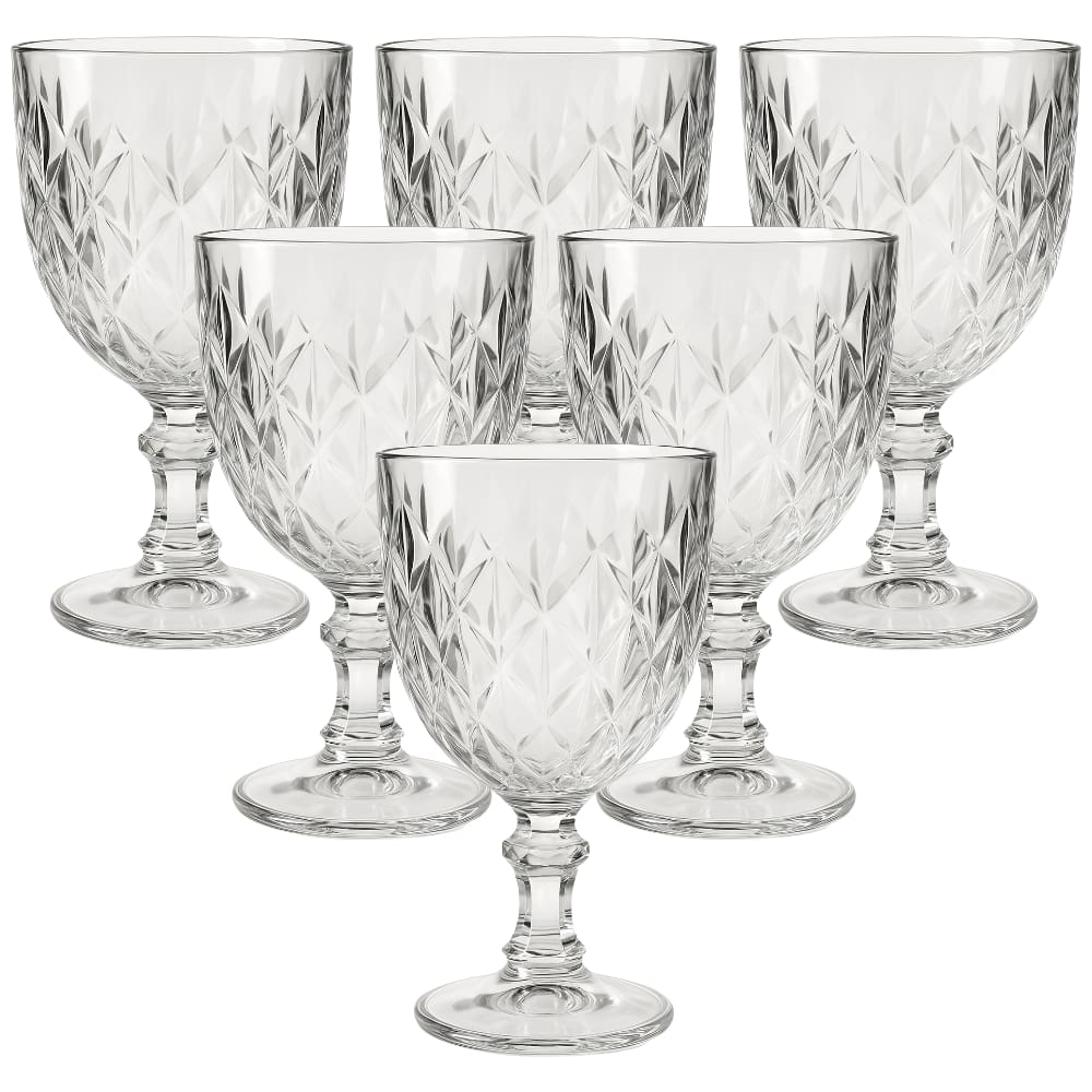 6 Taças de Vidro Diamond Resistente 315 ml Diversas Cores