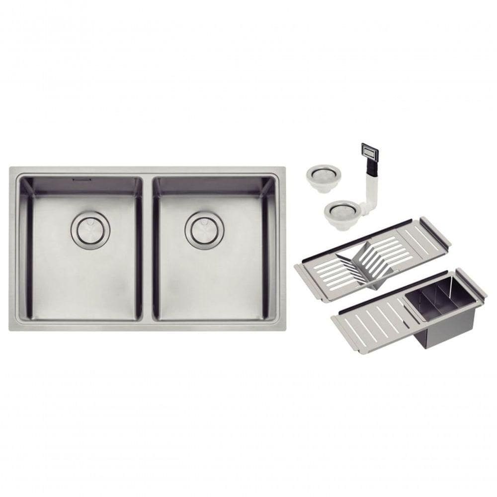Cuba Dupla Tramontina Quadrum 2c 34 Em Inox Com Acessórios Design Collection