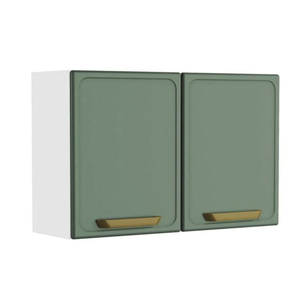 Armário Aéreo Cozinha Modulado Bella c/ 2 Portas 80cm Verde - Bertolini