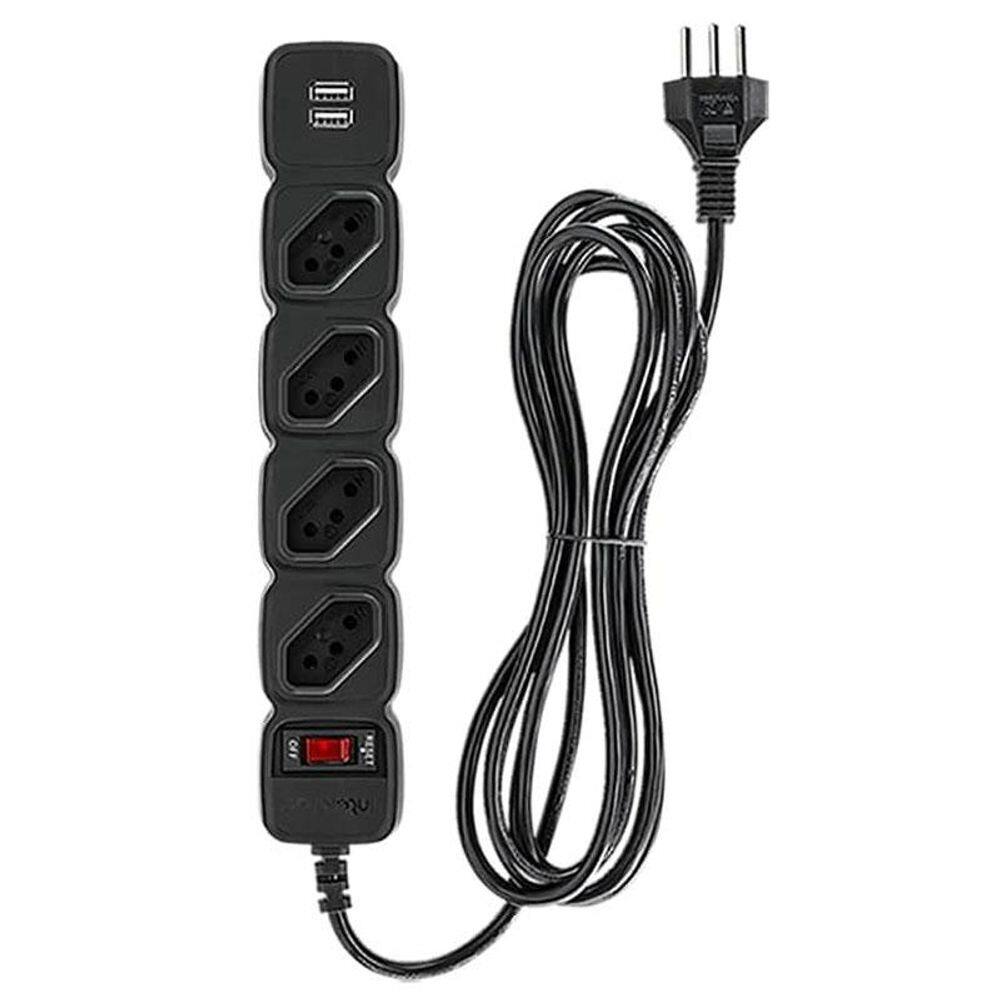 Protetor de linha com 4 tomadas e 2 portas USB Preto EPE 204 - Intelbras