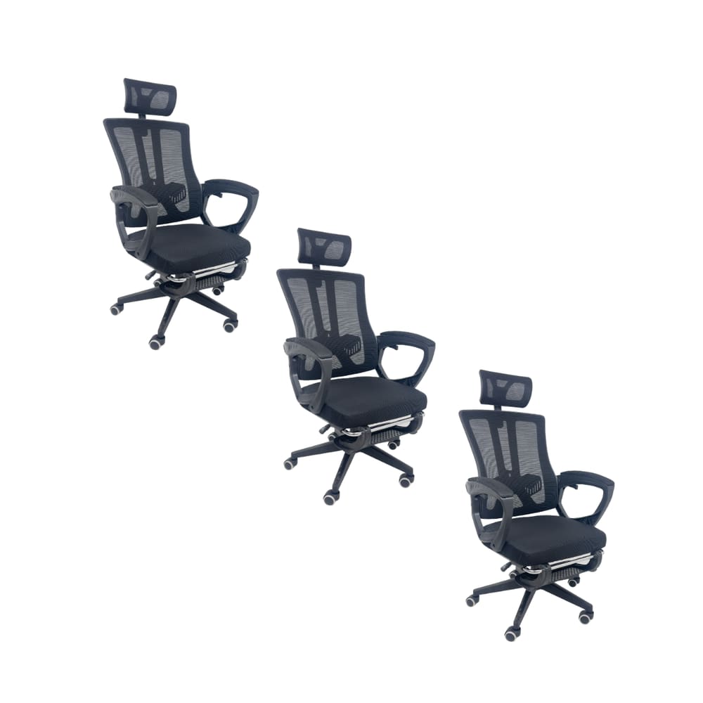 Kit 3 Cadeiras de Escritório Presidente Executiva Oficial Paris Preto